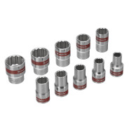 Набор торцевых головок, 1/2", 12гр., CrV, 10шт., 10-24мм,  Matrix 13596