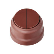 Выключатель 2 клавишный (открытый, до 10А) коричневый, Ретро  ...BYLECTRICA А510-2202кор