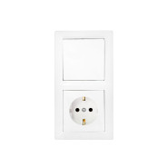 Блок белый выключатель одноклавишный + розетка с заземляющим контактом скрытой установки,  ...BYLECTRICA В-РЦ-691