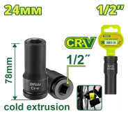 Торцевая головка удлиненная ударная 1/2 " 24 мм  DYLLU DTMS3224