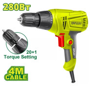 Дрель безударная, 220-240В, 280Вт, 0-750об/мин, БЗП,  DYLLU DTED15281