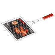 Решетка-гриль, 320x230 mm, нержавеющая сталь, деревянная ручка  ...PERFECTO LINEA 47-101013