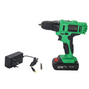 Дрель-шуруповерт аккумуляторная , 20В, 2АКБ 2,0 А/ч, 42 Нм, 0-400/0-1400 об/мин,  сталь/дерево 10/28...Zitrek 083-1115