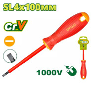 Отвертка шлицевая SL4x100мм диэлектрическая  DYLLU DTSD7244