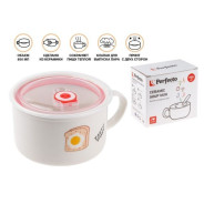 Кружка для супа с крышкой с паровыпуском, 850 мл, керамическая, TOAST  ...PERFECTO LINEA 17-851173