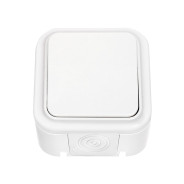 Выключатель белый одноклавишный брызгозащищенный открытой установки, 6А, Пралеска Аква  ...BYLECTRICA А16-222