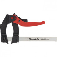 Струбцина реечная быстрозажимная, пл. корпус, рыч. храп. мех., 160х90х240 mm, штанга 5х20mm  ...Matrix 20735