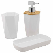 Набор для ванной комнаты 3пр. (дозатор для мыла, подставка для зубных щеток, лоток для аксессуаров) ...La and Te beaute LT-BSP-9WH