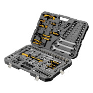 Набор инструментов, 1/2", 1/4", CrV, S2, пластиковый кейс, 122 предмета  ...DENZEL 15804