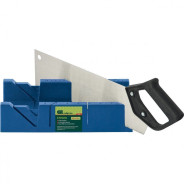 Стусло пластиковое синее,4 угла для запила+пила 450мм  Сибртех 22538