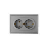 Розетка 2-ая (скрытая, с/з) титан, Carre  BYLECTRICA РС16-0642 титан