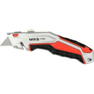 Нож монтажный с выдвижным сменным трапециевидным лезвием SK5, Al, TPR, 4 лезвия  ...YATO YT-75202