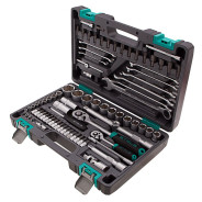 Набор инструментов, 1/2", 1/4", CrV, пластиковый кейс 82 предм.  ...Stels 14105