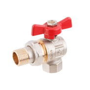 Кран шаровый угловой 1/2" нар.-вн. бабочка (со сгоном) PN40  ...AV Engineering AVE094012E