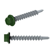 Саморез кровельный 5.5х25 mm цинк, шайба с прокл., PT3, RAL 6002 (50 шт в пласт. конт.) (по металлу,...STARFIX SMP2-81471-50