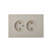 Розетка 2-ая (скрытая, б/з) песочная, Carre  BYLECTRICA РС16-0641 песочн