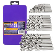 Сверла по металлу, набор 25пр. (1-13мм)  MEGATOOLS MT-924U25