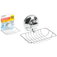 Мыльница настенная на вакуумной присоске, хром. сталь, FIX LOCK  ...PERFECTO LINEA 35-339480