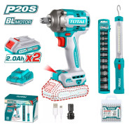 Набор аккумуляторных инструментов, 20В, 2АКБ 2,0 А/ч,   TOTAL TOSLI23048