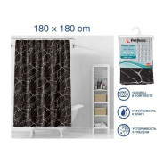 Шторка для ванной (12 колец в комплекте), 180x180 см, Secret, черный мрамор (Материал: ПЭВА)  ...PERFECTO LINEA 36-118202