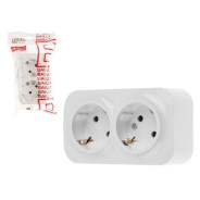 Розетка 2-ая (открытая, с/з) белая, Bailly  LEIDEN ELECTRIC 8760908060057