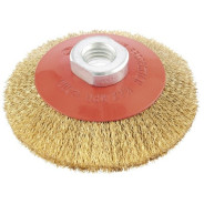 Щетка для УШМ, 100 мм, М14, "тарелка", латунированная витая проволока  ...Matrix 74608