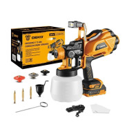 Краскопульт аккумуляторный 20В, 140Вт, 1АКБ 2.0А/ч, 1-2.5мм, 1.2л, DEKO DKSG20K3...Deko 063-4021