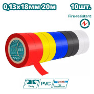 Изолента 10шт   (черный, белый, красный, желтый, синий)TOTAL THPET1013