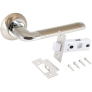 Комплект ручка и защелка АЛЛЮР АРТ "ПОЛО" SN/CP+L45-8 SN (1582/S45) мат.никель/хром  (20) ...УЗК 14662