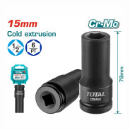 Торцевая головка удлиненная ударная 1/2 " 15 мм  TOTAL THDIS12151L