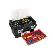 Ящик для инструмента пластмассовый 45x28,5x25см, со встроенным органайзером и лотком,  ...TAYG 163005