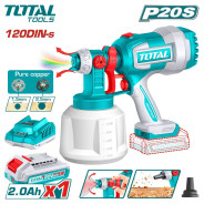 Краскораспылитель аккумуляторный, 20В, 1АКБ 2,0 А/ч, нижний бак 1000 мл,   ...TOTAL TSGLI20042