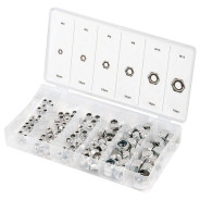 Набор гаек М4, М5, М6, М8, М10, М12, самоконтрящиеся, с нейлоновой вставкой, 146 предм.  ...Сибртех 47613