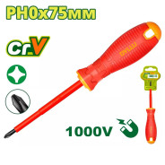 Отвертка крестовая PH0x75мм диэлектрическая  DYLLU DTSD7203