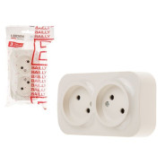 Розетка 2-ая (открытая, б/з) бежевая, Bailly  LEIDEN ELECTRIC 8760908060262