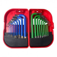 Ключи шестигранные с шариком 1.5-10мм и TORX с отверстием T10-T50 в кейсе, набор 18пр. CrV  ...H-D HD-05639