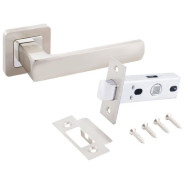 Комплект ручка и защелка  АЛЛЮР АРТ "КОЛОМБО" SN+L45-8 SN (2380/S45) мат.никель (20) (комп...УЗК 15199