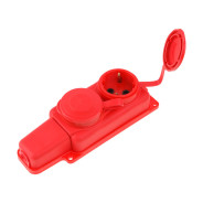 Розетка 2-ая переносная с/з, 16А, 250В, защита от брызг (красная)  ...ЮПИТЕР JP7601-08