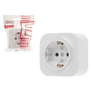 Розетка 1-ая (открытая, с/з) белая, Bailly  LEIDEN ELECTRIC 8760908060040