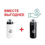 Бутылки для воды (фляги для велосипеда), 2 шт., 500 мл. белая и черная, (Комплект две бутылки (белая...ARIZONE 34-100020K