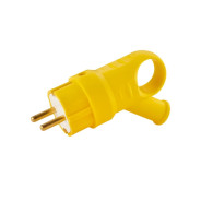 Вилка угловая с ушком (с/з, 16А, 250В) желтая  BYLECTRICA В16-385 желт