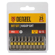 Набор бит PH1х25, сталь S2, шестигранный профиль, 10 шт.  DENZEL 11651