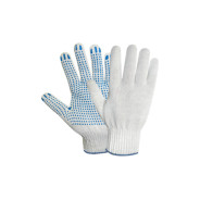 Перчатки х/б с ПВХ "Точка", 10класс, белые,  РФ 2404