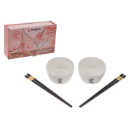 Набор керамических мисок с палочками для еды (2 миски+4 палочки), серия Asian  ...PERFECTO LINEA 30-108001