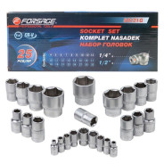 Головки 1/4", 1/2", набор 25пр. 6гр. (4-32мм)  Forsage F-50121G