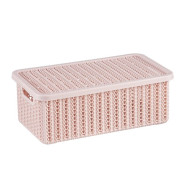 Ящик для хранения с крышкой ВЯЗАНИЕ 95x150x270mm (чайная роза)  ...IDEA М2369