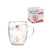 Кружка стеклянная с двойными стенками, 350 мл, серия Party, (Стеклянная кружка ручной работы из боро...PERFECTO LINEA 30-135002