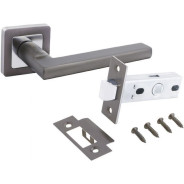 Комплект ручка и защелка АЛЛЮР АРТ "ВЕНСАН" MBN+L45-8 MBN (2640/S45) графит  (20) (компл) ...УЗК 14664