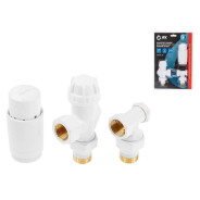 Комплект кранов для радиаторов 1/2" осевой Белый  AV Engineering AVE32012W