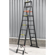 Лестница-стремянка телескопическая алюминиевая двухсекционная (3.2+3.2м,11+11ступенек, max нагрузка ...Rock FORCE RF-UP320-2